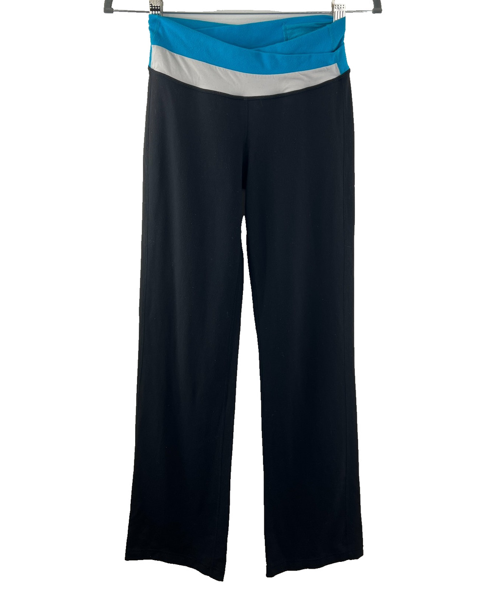 LULULEMON Astro Groove Pants Yoga Blue Aqua White Cross Band Size 4